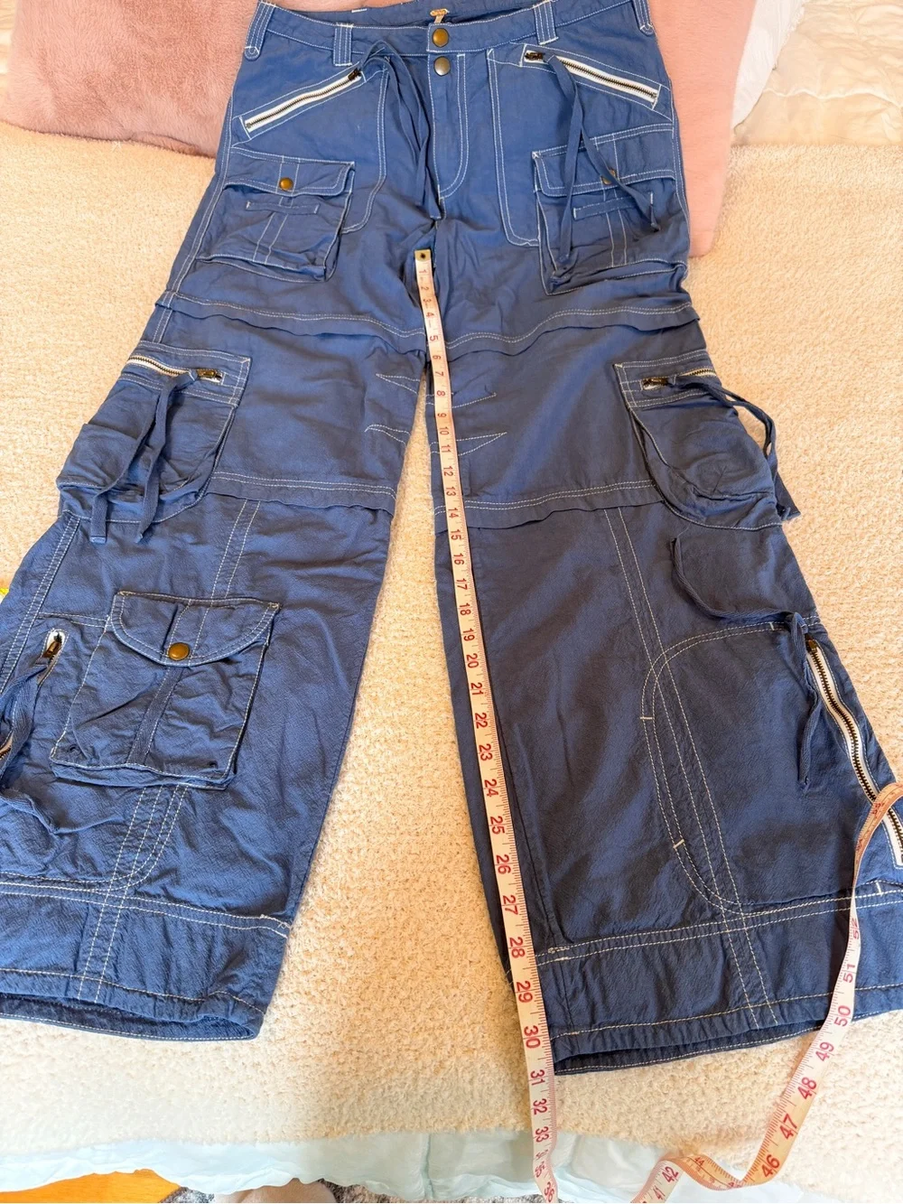 Free People Last Time Stacked Parachute Pants (professionally died BLUE)